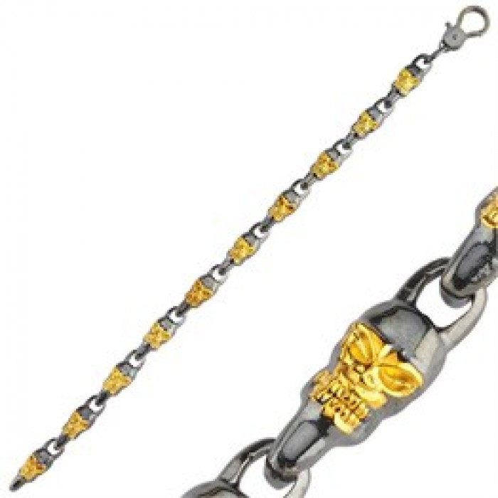Skull Knitted Chain Silver Bracelet